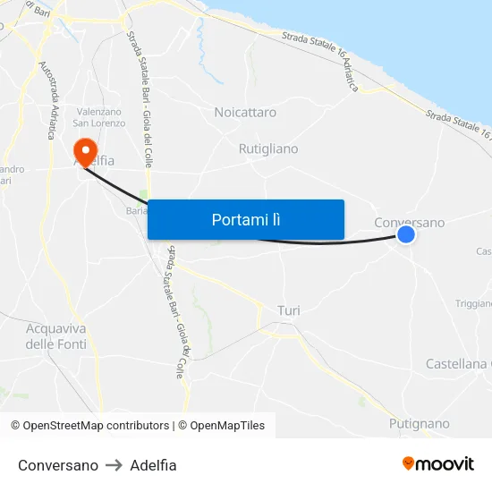 Conversano to Adelfia map