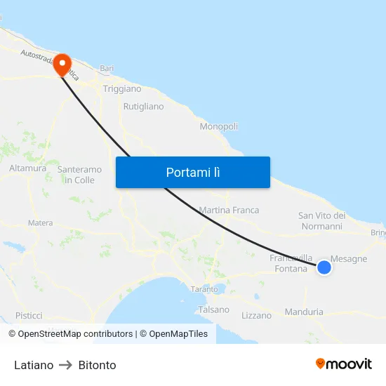 Latiano to Bitonto map