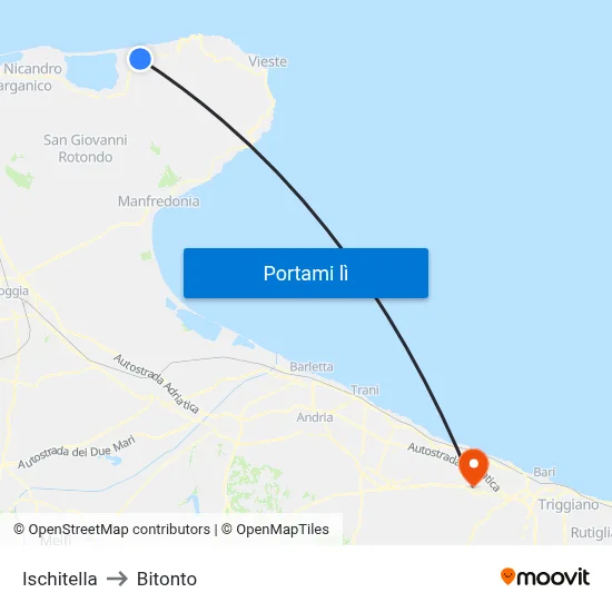 Ischitella to Bitonto map