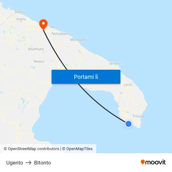 Ugento to Bitonto map