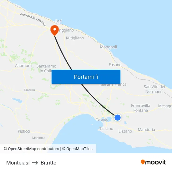 Monteiasi to Bitritto map
