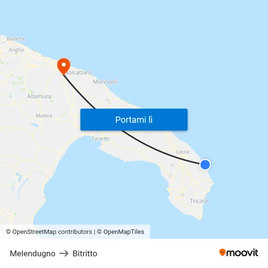 Melendugno to Bitritto map