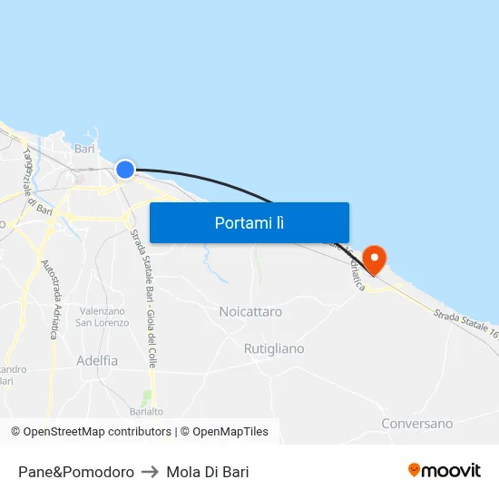 Pane&Pomodoro to Mola Di Bari map