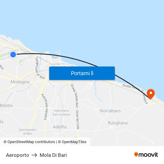 Aeroporto to Mola Di Bari map