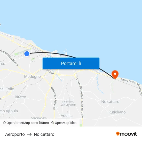 Aeroporto to Noicattaro map