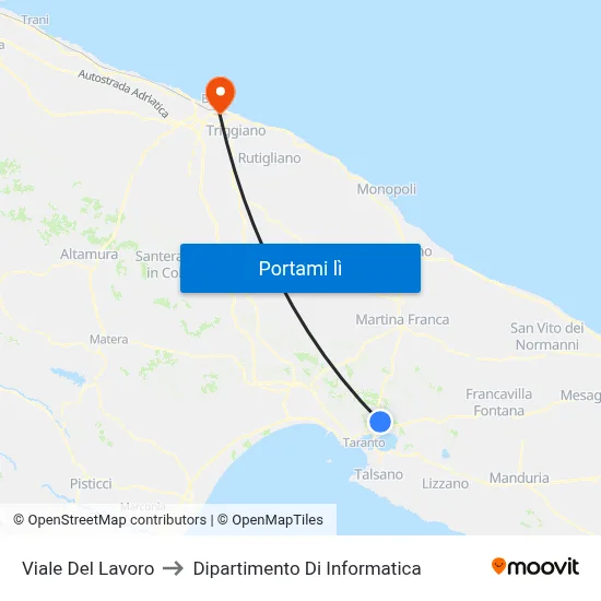 Viale Del Lavoro to Dipartimento Di Informatica map