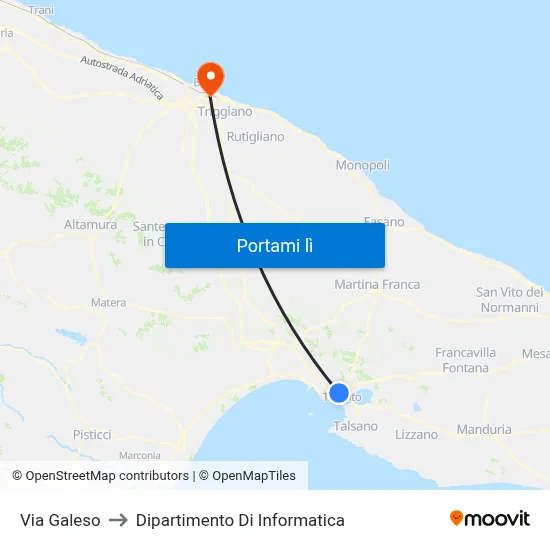 Via Galeso to Dipartimento Di Informatica map