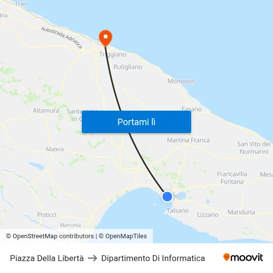 Piazza Della Libertà to Dipartimento Di Informatica map
