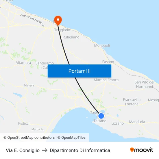 Via E. Consiglio to Dipartimento Di Informatica map