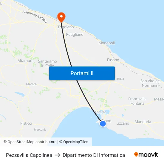 Pezzavilla Capolinea to Dipartimento Di Informatica map