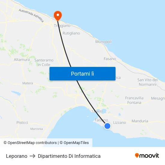 Leporano to Dipartimento Di Informatica map