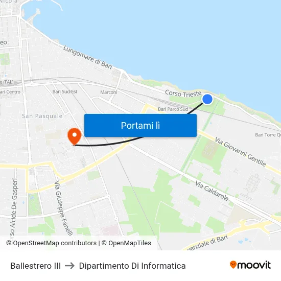 Ballestrero III to Dipartimento Di Informatica map