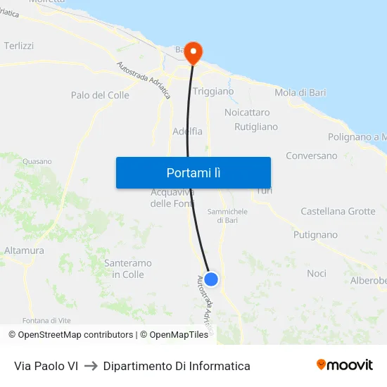 Via Paolo VI to Dipartimento Di Informatica map