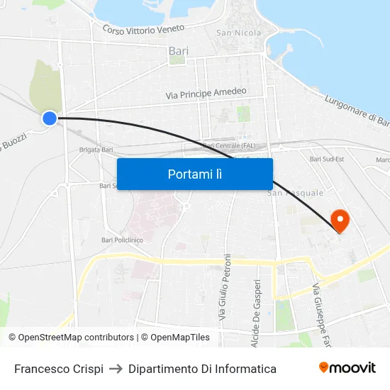 Francesco Crispi to Dipartimento Di Informatica map
