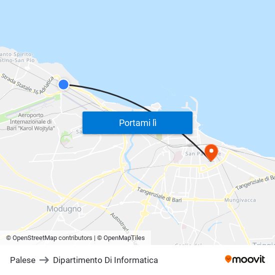 Palese to Dipartimento Di Informatica map