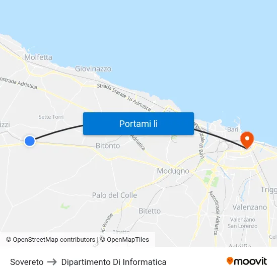Sovereto to Dipartimento Di Informatica map