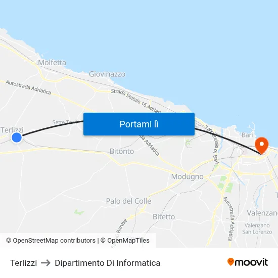 Terlizzi to Dipartimento Di Informatica map