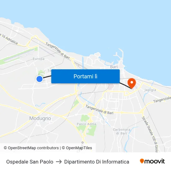 Ospedale San Paolo to Dipartimento Di Informatica map