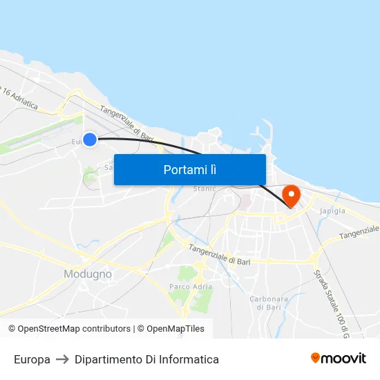 Europa to Dipartimento Di Informatica map