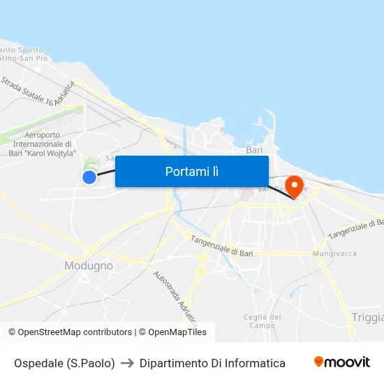 Ospedale (S.Paolo) to Dipartimento Di Informatica map