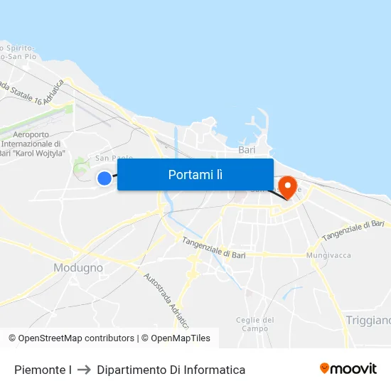 Piemonte I to Dipartimento Di Informatica map