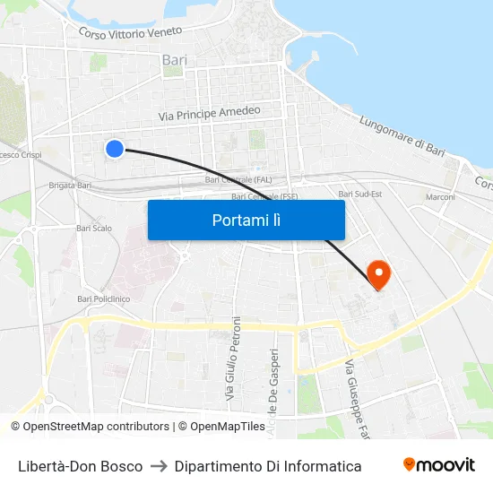 Libertà-Don Bosco to Dipartimento Di Informatica map