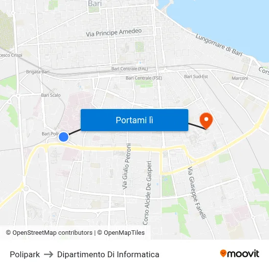 Polipark to Dipartimento Di Informatica map