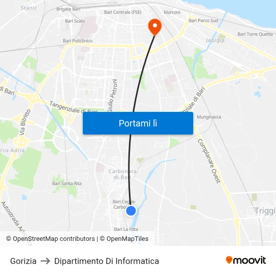 Gorizia to Dipartimento Di Informatica map