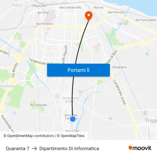Quaranta 7 to Dipartimento Di Informatica map