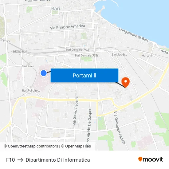 F10 to Dipartimento Di Informatica map