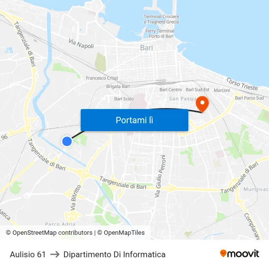 Aulisio 61 to Dipartimento Di Informatica map