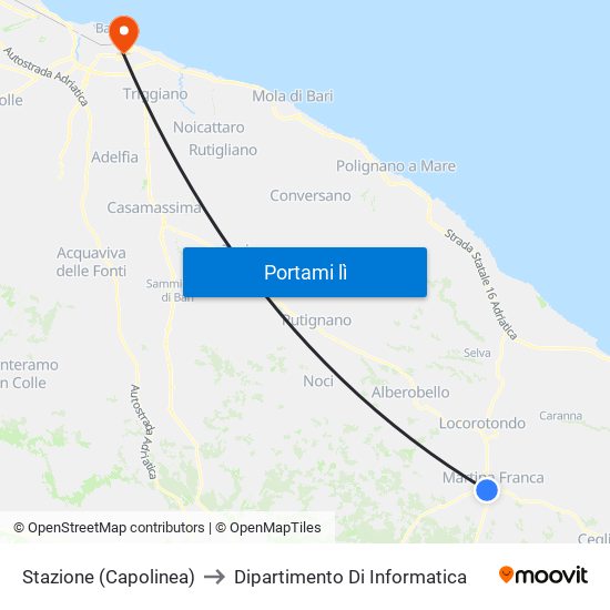 Stazione (Capolinea) to Dipartimento Di Informatica map