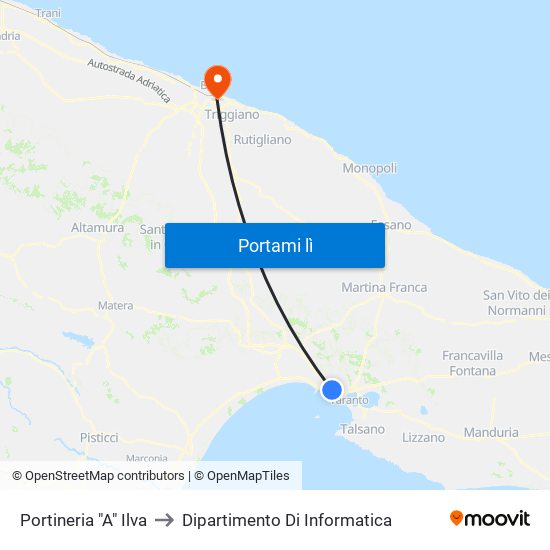 Portineria "A" Ilva to Dipartimento Di Informatica map