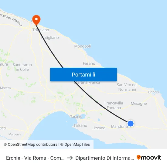 Erchie - Via Roma - Comune to Dipartimento Di Informatica map