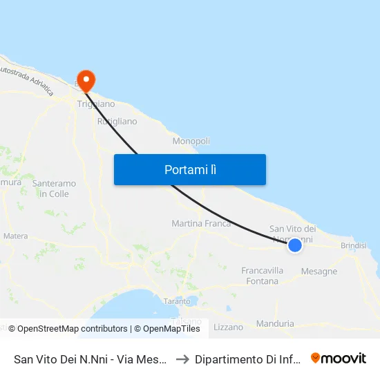 Lecce - Viale Leopardi N°95 to Dipartimento Di Informatica map