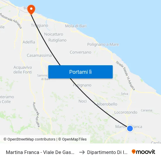 Martina Franca - Viale De Gasperi - Dir. Martina to Dipartimento Di Informatica map