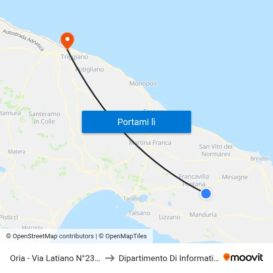 Latiano - Rondo' Cimitero to Dipartimento Di Informatica map