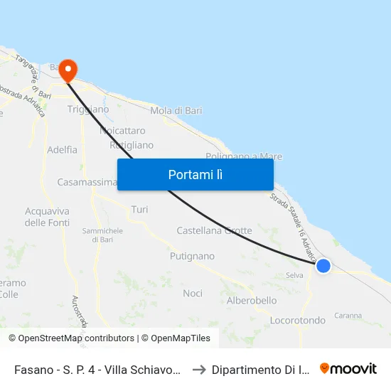 Latiano - Via Salento to Dipartimento Di Informatica map