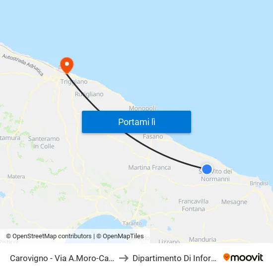 Torchiarolo - Via Brindisi N°54 to Dipartimento Di Informatica map