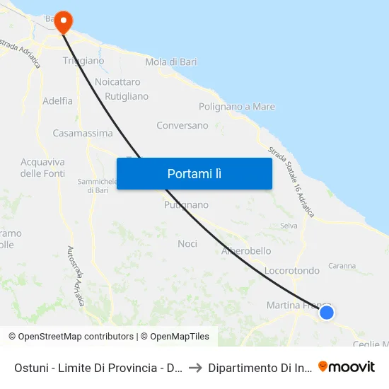 Ostuni - Limite Di Provincia - Direzione Ostuni to Dipartimento Di Informatica map