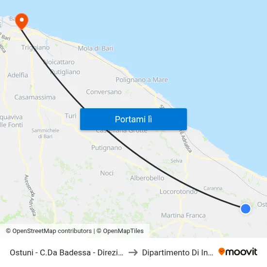 Ostuni - C.Da Badessa - Direzione Cisternino to Dipartimento Di Informatica map