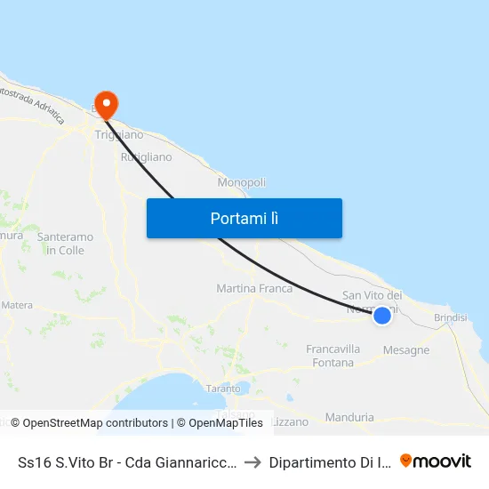 Ss16 S.Vito Br - Cda Giannaricchiella Dir. San Vito to Dipartimento Di Informatica map