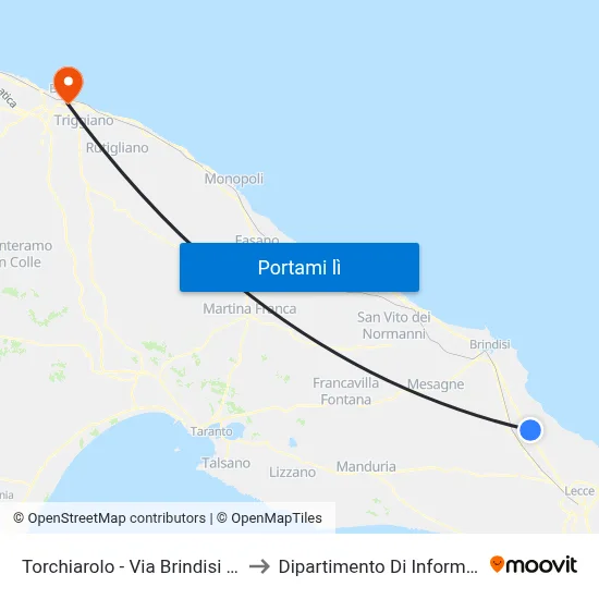 Torchiarolo - Via Brindisi N°54 to Dipartimento Di Informatica map