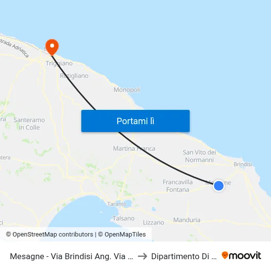 Mesagne - Via Brindisi Ang. Via Epifanio Ferdinando to Dipartimento Di Informatica map