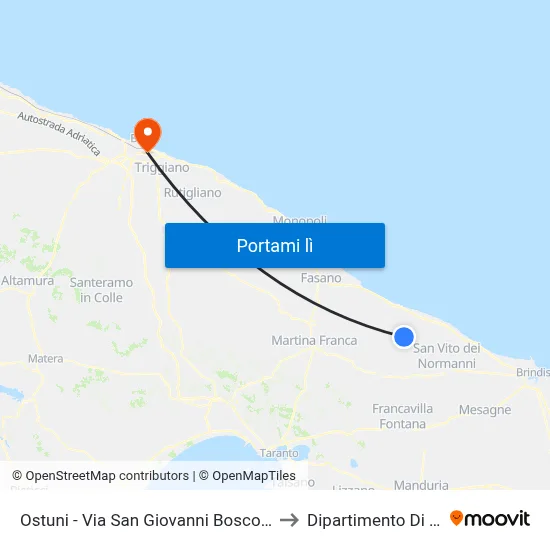 Ostuni - Via San Giovanni Bosco Ang. Via Fogazzaro to Dipartimento Di Informatica map