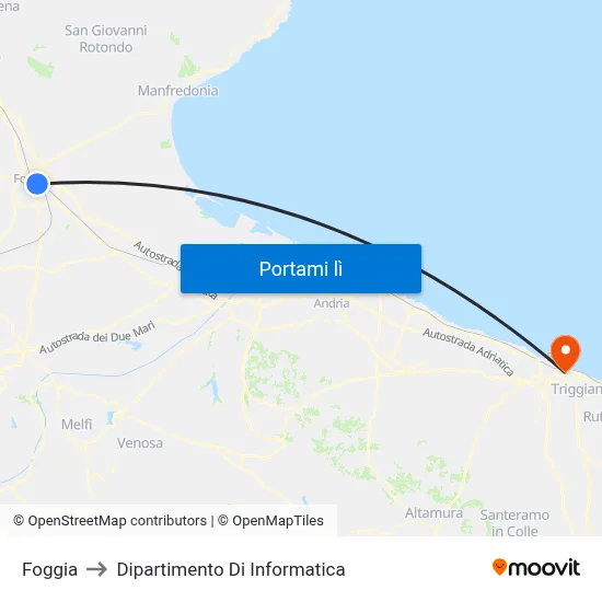 Foggia to Dipartimento Di Informatica map