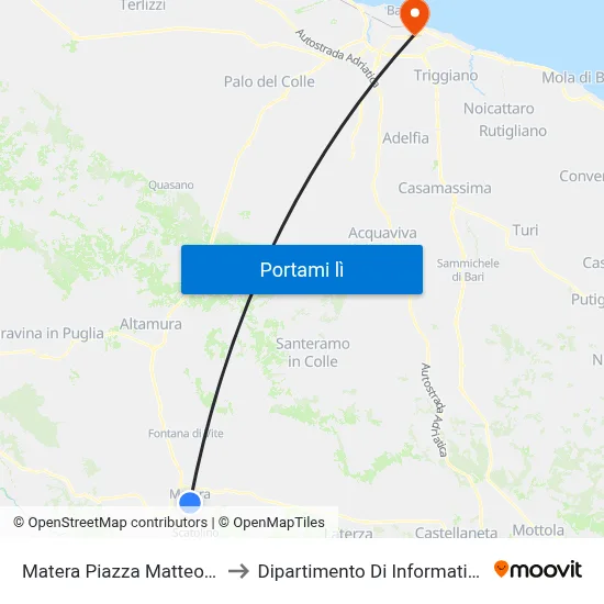 Matera Piazza Matteotti to Dipartimento Di Informatica map