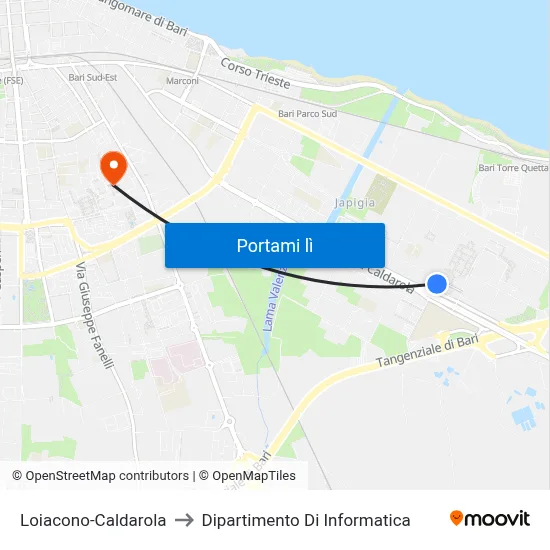 Loiacono-Caldarola to Dipartimento Di Informatica map