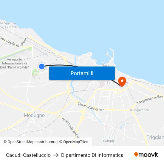 Cacudi-Castelluccio to Dipartimento Di Informatica map