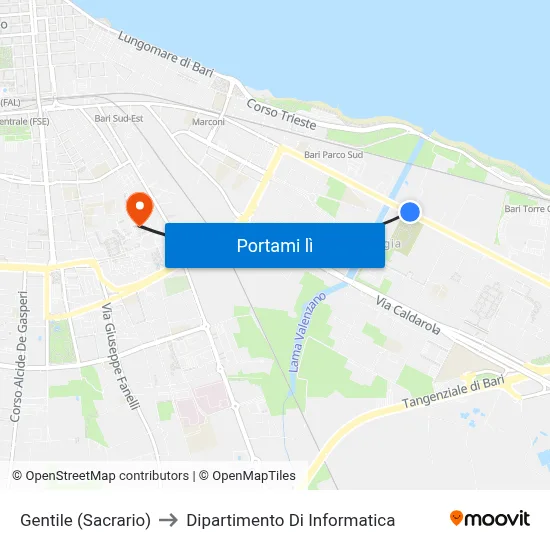 Gentile (Sacrario) to Dipartimento Di Informatica map